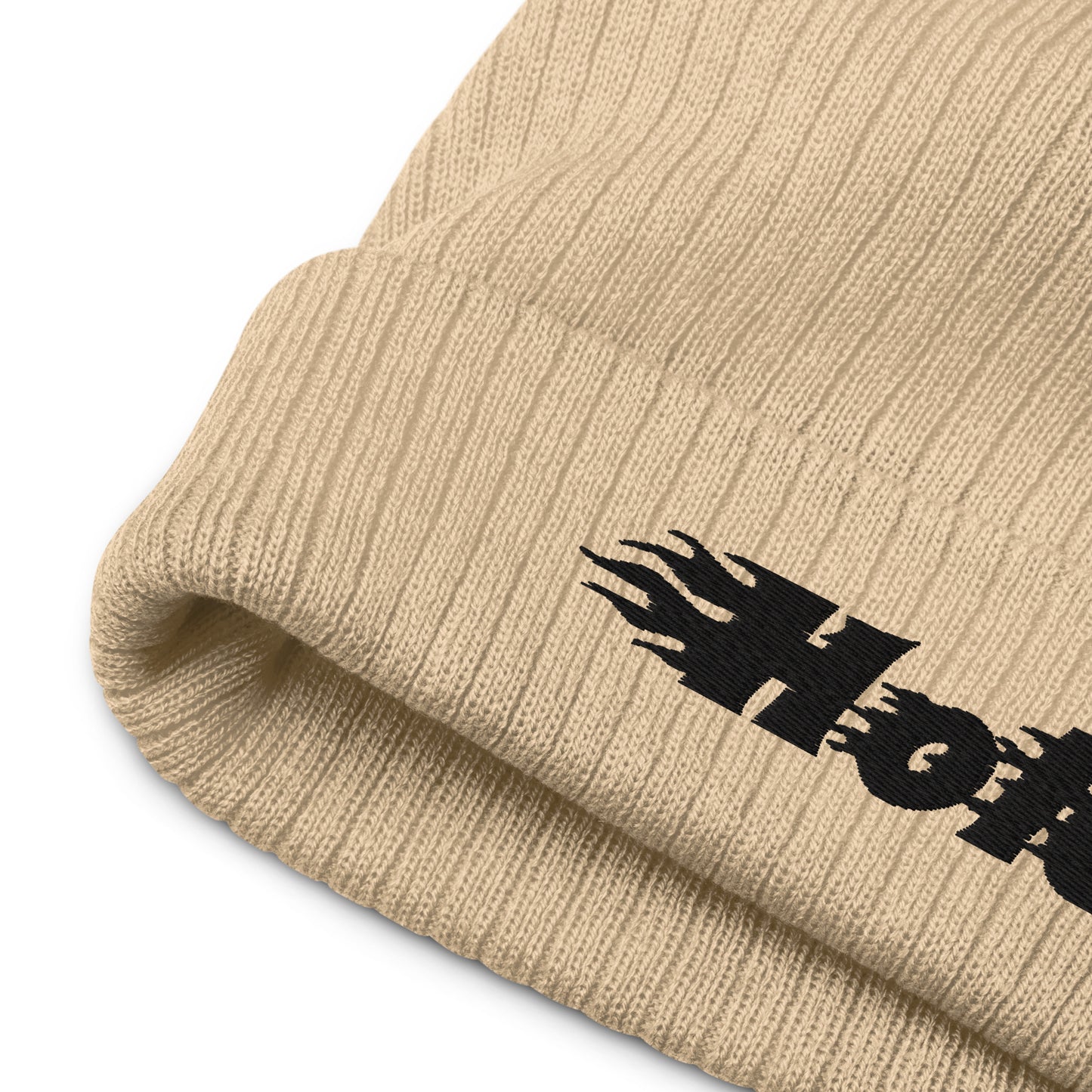 Ribbed h*le knit beanie