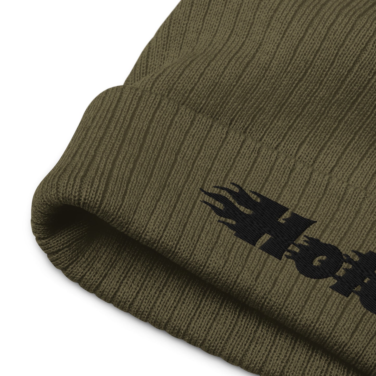 Ribbed h*le knit beanie